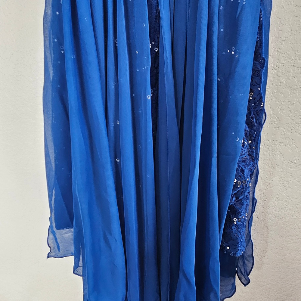 City Triangles Royal Blue Sequin Lace Hi Low Spaghetti Strap Dress Size 5 - Picture 6 of 6